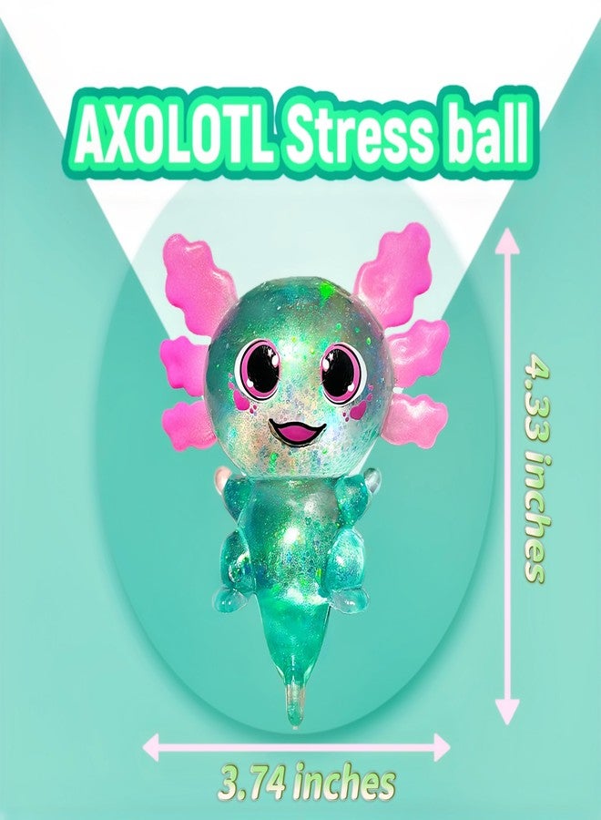 EVDERS Axolotl Squishy Sugar Ball, Slow Rise Axolotl Squishy Sensory Fidget Toys for Kids, Easter Basket Stuffers, Glitter Stress Relief Sugar Balls for Party Favors, Autism, ADHD (Green) - Image 2